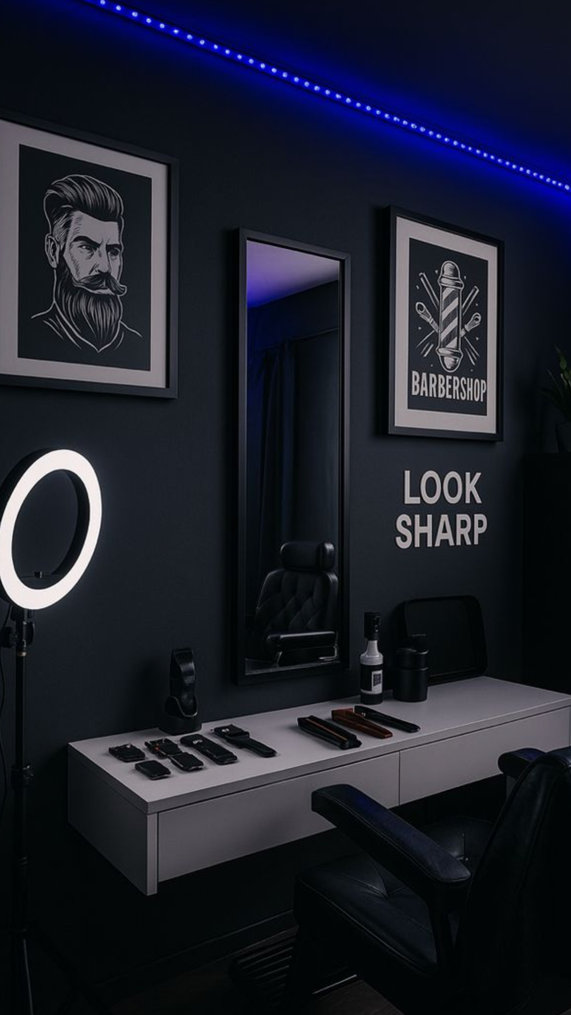 Barber at work trimming a fade